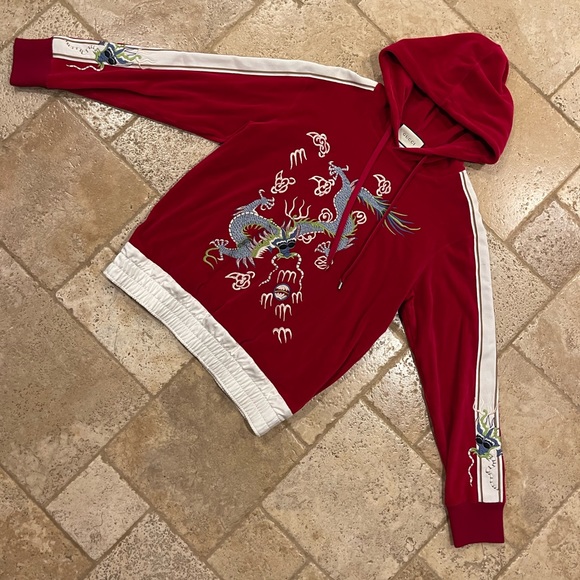 Gucci X Alessandro Michele Embroidered Dragon Red Applique Hoodie - Picture 5 of 16